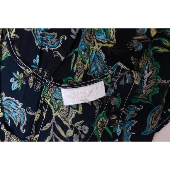 Cino Sleeveless Cotton Mini Dress Floral Print Blue Teal Womens Small NEW - Picture 8 of 12